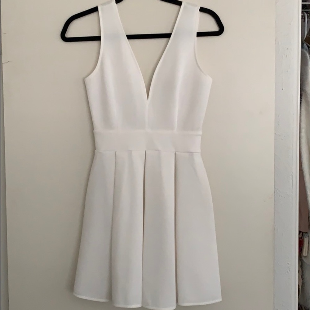 Mini Deep V White Dress